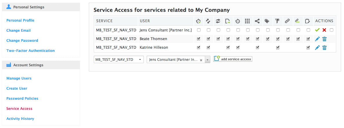 added service access for a partner