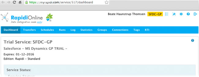 color indication for trial service on MyRapidi color indication for trial service on MyRapidi